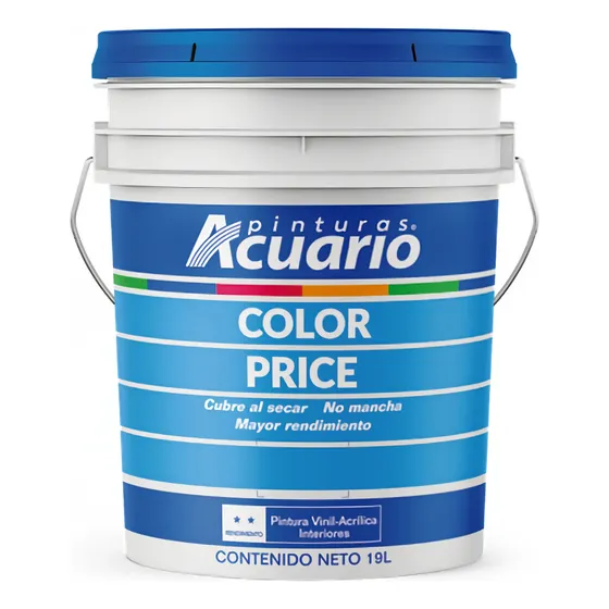 Cubeta De Pintura Vinilica Lavable Acuario Color Price 19lt Blanco Mate
