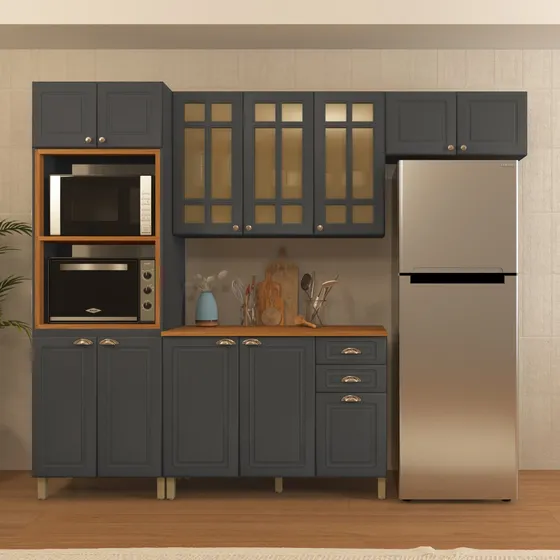 Cozinha Completa 4 Peças 12 Portas 2 Gavetas 2 Nichos Para