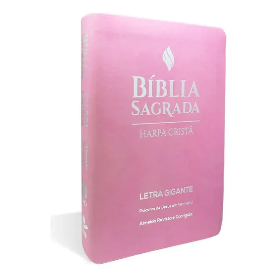 Bíblia Grande Harpa Cristã Luxo Letra Gigante Rosa Claro, De Almeida Revista E Corrigida. Editorial Editora Cpad, Capa Mole Em Português