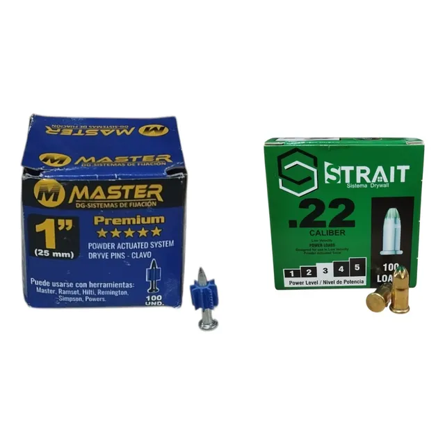 Fulminantes Calibre 22 Nivel 3 + Pernos Master 1 Pulgada