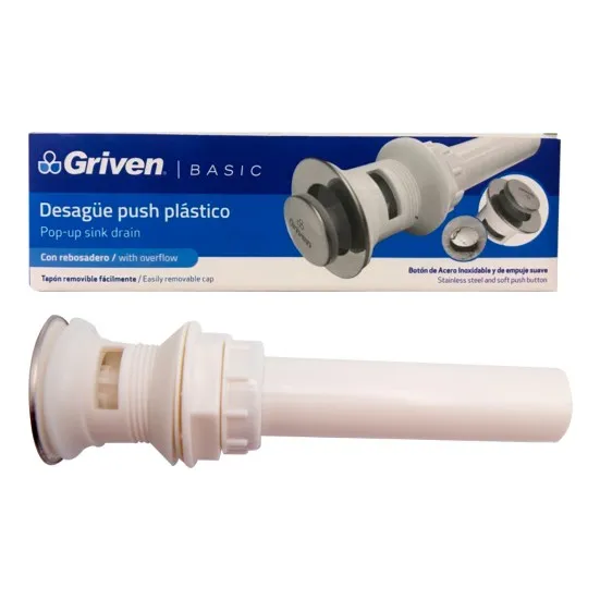 Desague De Lavamanos Push Con Rebosadero Griven