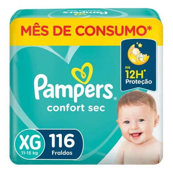 Fralda Pampers Confort Sec Jumbo Plus Xg Com 116un