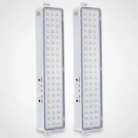 Pack 2 Luz De Emergencia Bateria Recargable 60 Led Industria Blanco