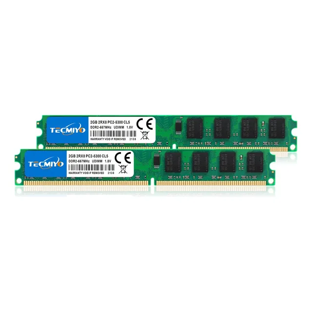 Memoria Ram Tecmiyo 4gb (2x2gb) Ddr2-667 Udimm Ram Deskop