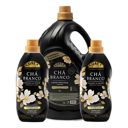 Kit Coala Laundry Lava Roupas 5l + 2 Amaciante 1l - Chá Branco