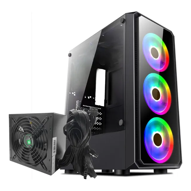 GABINETE GAMER JALATEC JT-LX76 3 FAN ARGB C/ FUENTE 500W 80+