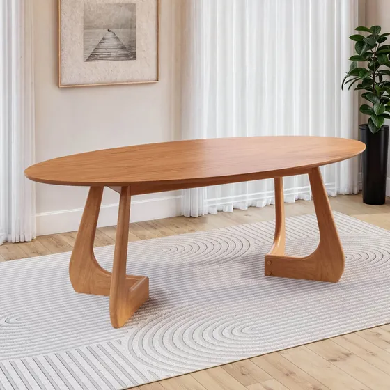 Mesa De Jantar Oval 6 Lugares 210x110cm Paineira Dh
