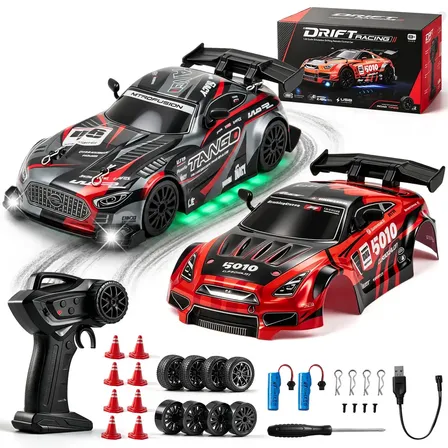 BrincaMundo Carrinho De Controle Remoto 4x4 Drift Para Crianças e Adultos Escala 1:24 Recarregável Alta Velocidade De 20 Km/h Com 1 Carroceria E 2 Baterias