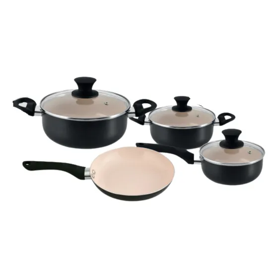 Jogo panelas 4 peças cerâmica Rio home cor preto antiaderente Mônaco