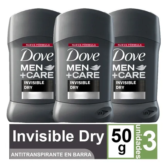 Desodorante Dove Men Barra Invisible Dry Pack De 3 Unidades Fragancia Invisible Dry