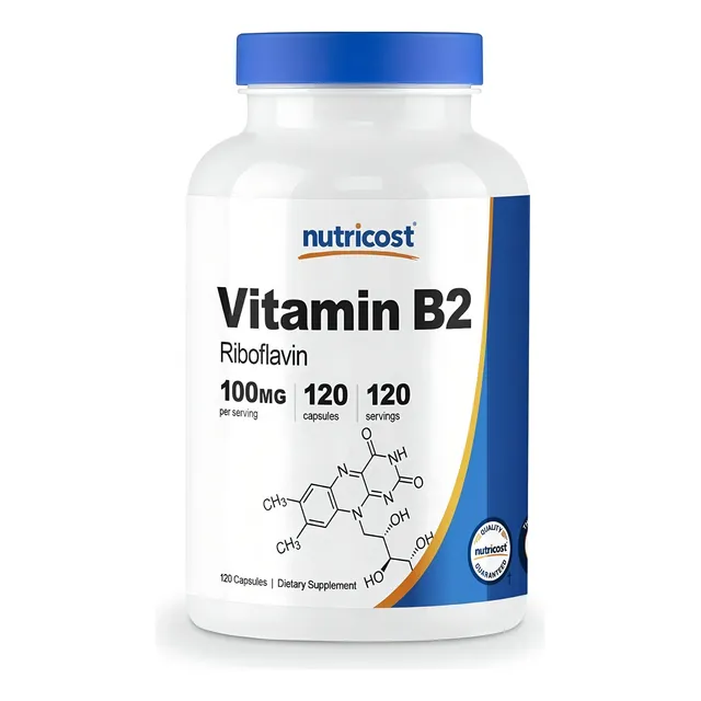 Vitamina B2 Nutricost Riboflavina 100 Mg, 120 Cápsulas