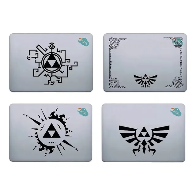 Zelda Triforce Sticker Portatil Kit De 4 Vinilos Color Negro