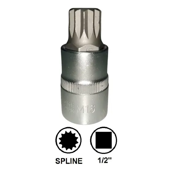Dado Punta Spline Corto 1/2 X 14mm (estrella 12 Punta) Promi