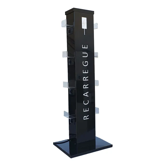 Totem Para Carregar Celulares 8 Tomadas Preto