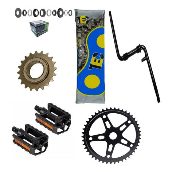 Kit 6 Itens Aro26 Pedivela Catraca Peda Bike Barra Forte Mtb