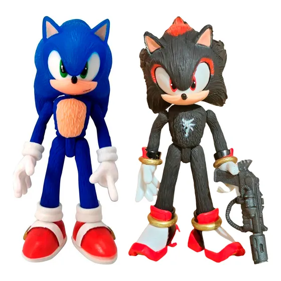 Sonic Muñeco Super Sonic Y Shadow Luz Articulados 2 Pz