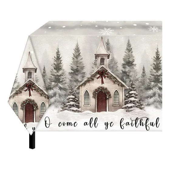 Oudain Iglesia Árboles De Navidad Mantel De Navidad 60 X ...