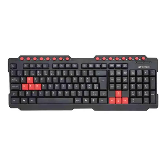 Teclado Gamer Atacado Usb Abnt2 Pc Multimidia Cor de teclado Preto Idioma Português Brasil
