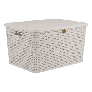 Caja De Ratán Plástico C/tapa 46 Cm Blanco Marca La Ardilla Caja De Ratán Plástico C/tapa 46 Cm Blanco Marca La Ardilla