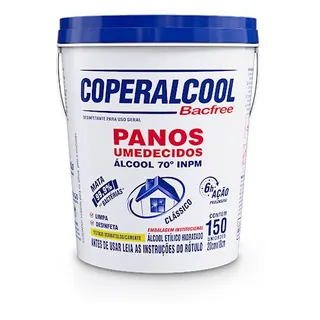 Pano Umedecido Ălcool 70 Coperalcool Bacfree Balde C/ 150 Un Pano Umedecido Ălcool 70 Coperalcool Bacfree Balde C/ 150 Un