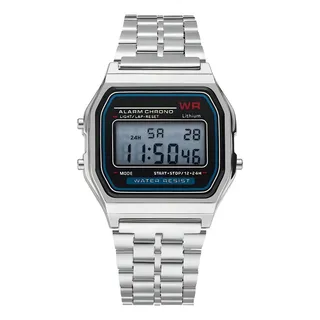 Relógio Wr RetrÎ Digital Aço Inoxidåvel Vintage Unisex Prata Relógio Wr RetrÎ Digital Aço Inoxidåvel Vintage Unisex Prata