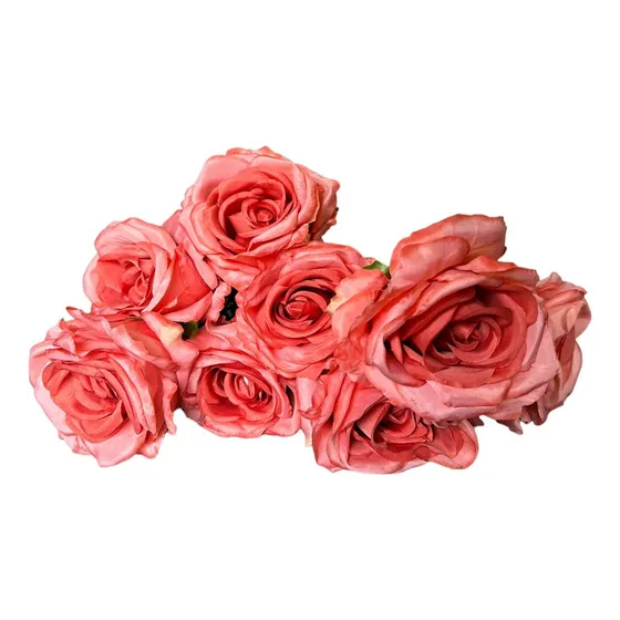 Buquê De Rosa Grande Artificial Com 9 Flores 