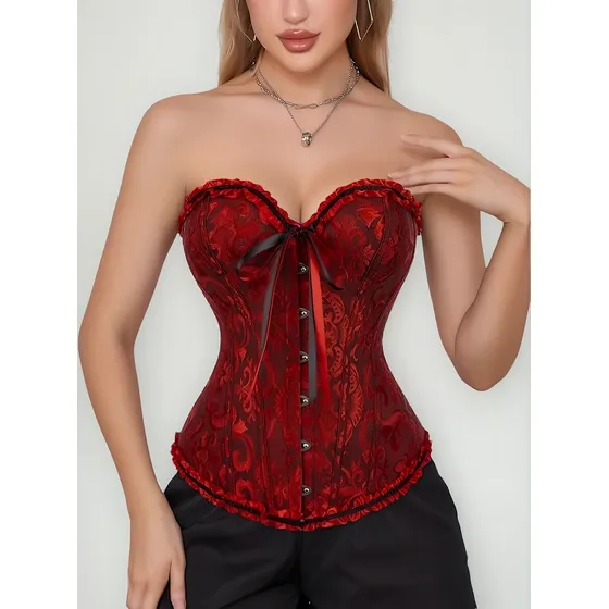 Corpete Corset Espartilho Cinta Modeladora Afina Cintura Red