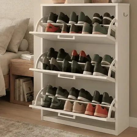 Sapateira Compacta Armário 3 Portas Até 20 Pares Cor Branco Corre Aqui