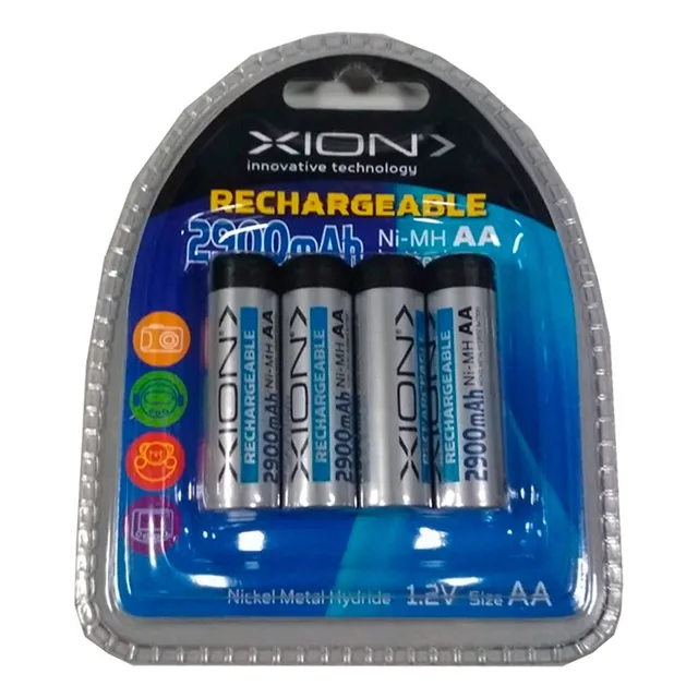Pack X4 Pilas Xion Aa Recargables 2900 Mah