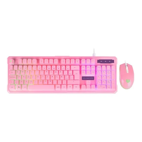 Kit De Teclado Y Mouse Gamer Retroilum Squad Ktm330 Rosa