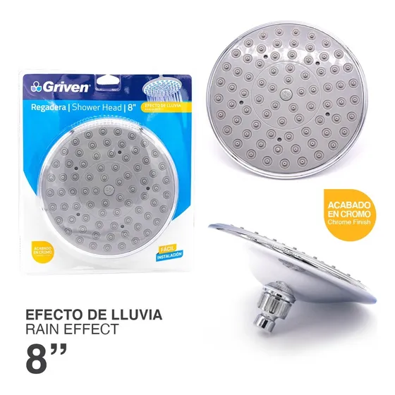 Regadera Ducha Redonda De 8 Pulgadas Griven