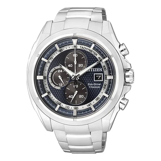 Relógio Citizen Masculino Titânio Crono Eco-drive Tz20377f Fundo Azul-escuro