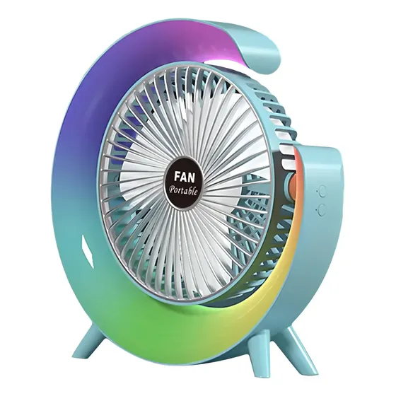Mini Ventilador De Escritorio Recargable Portátil Con Led Cantidad De Aspas 3 Estructura Multicolor Aspas Blanco Diámetro 23.5 Cm Frecuencia 50hz\u002F60hz Material De Las Aspas Abs | Cuotas sin interés