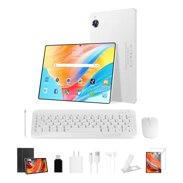 Tablet M10 Android 13 512gb +12gb Ram Con Teclado Color Blanco