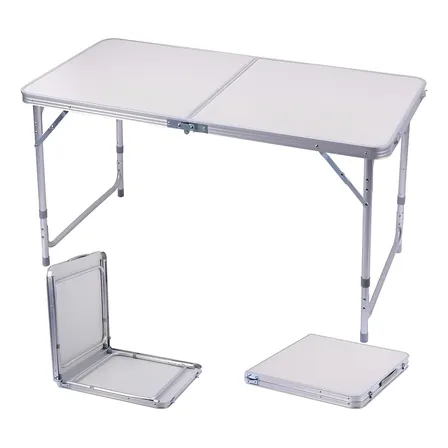 Mesa Dobravel Vira Maleta Camping Praia 120cm X 60cm Retangular Branca Marca MFL