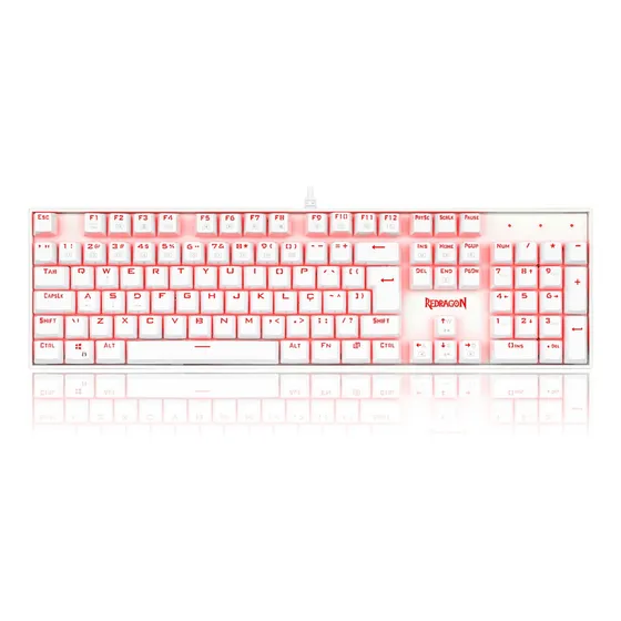 Teclado gamer Redragon Mitra QWERTY Outemu Black português Brasil cor branco com luz vermelho