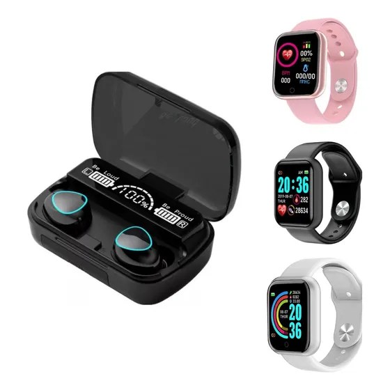 Kit Relógio Smartwatch D20 + Fone De Ouvido Sem Fio M10