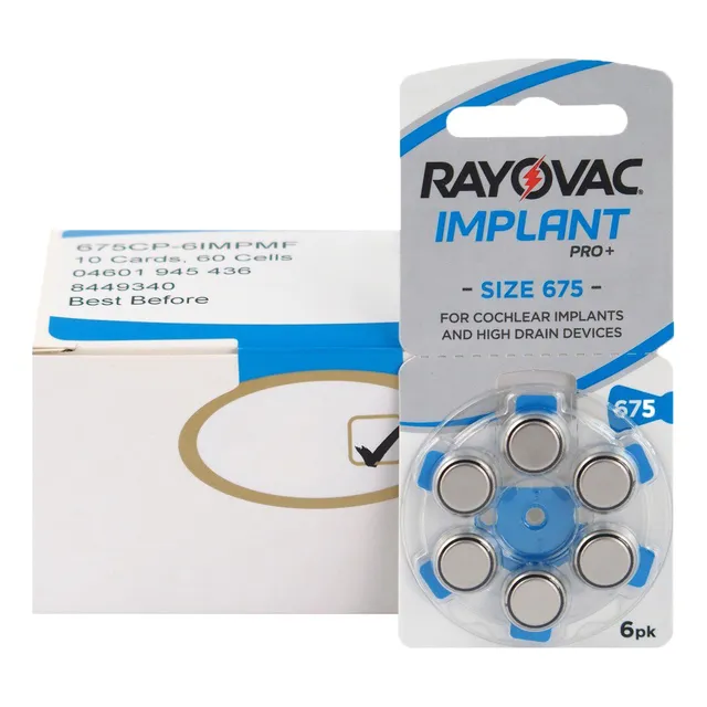 60 Pilas 675 Implant Pro+Coclear Rayovac Auditiva
