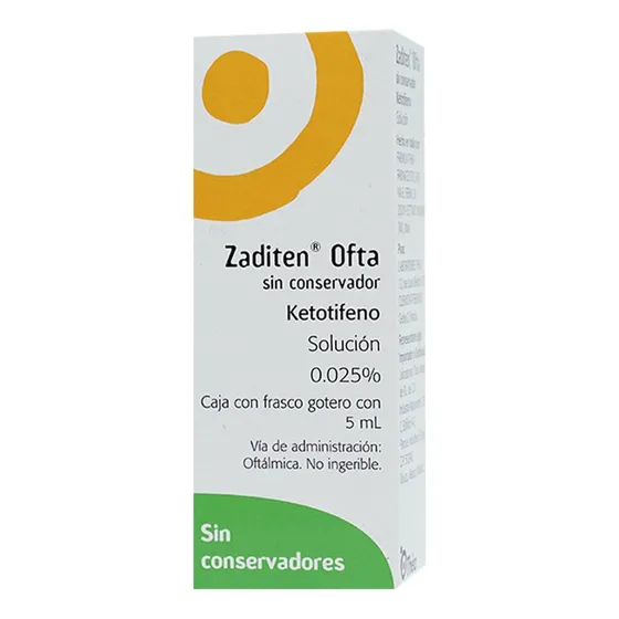 Zaditen Ofta Solución Oftálmica, 1 Frasco Gotero 5 Ml