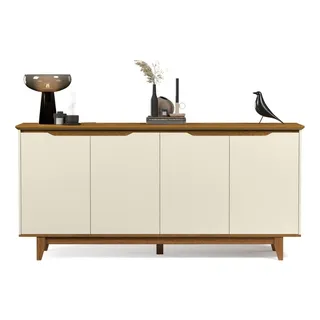 Aparador De Sala Cantinho Do Café Buffet 4 Portas - Mod.0224 Cor Off White/freijó Detalhe Aparador De Sala Cantinho Do Café Buffet 4 Portas - Mod.0224 Cor Off White/freijó Detalhe