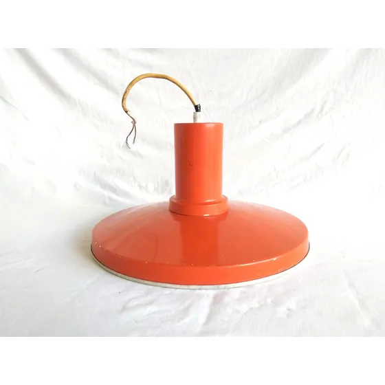 Antigua Lampara Colgante Metalica Naranja Retro Aluminio