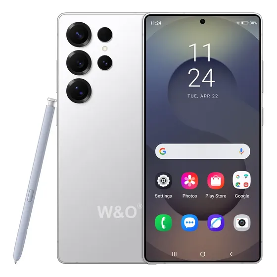 W&o X25 Teléfono Inteligente 4glte 8GB RAM+128GB Rom Almacenamiento,Cameras 13MP+26MP Batería De 5.2 Ah Face Unlock,pantalla HD de 6.8 pulgadas, Sistema Android 14,Doble SIM(Plata)