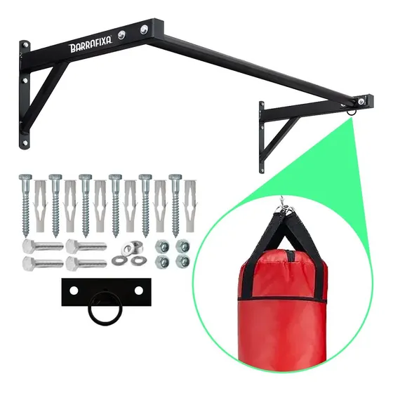 Barra Fixa De Parede Crossfit Pull-up Para Musculação Top Cor Preto