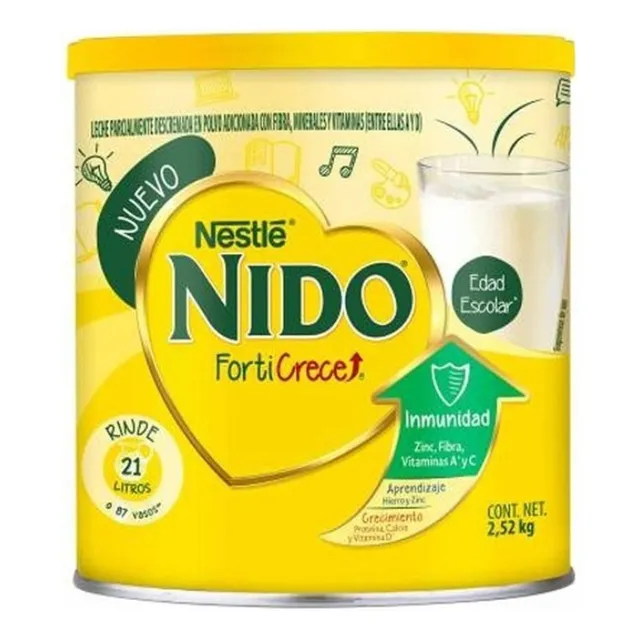 Leche de fórmula en polvo Nestlé Nido Forticrece en lata de 1 de 2.52kg - 6 a 6 años