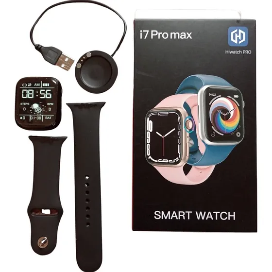Smartwatch I7 Pro Max Iwo 14 Series 7 Bluetooth 2022 Immediate Funda Color Negro Correa Color Negro Bisel Color Negro