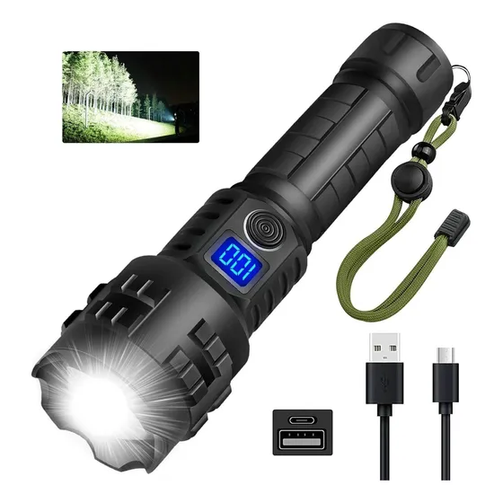 Lámpara Táctica Ultra Potente 100000 Lúmenes Con Power Bank