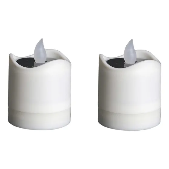 2 Velas Tealight Led Elétricas Movidas A Energia Solar