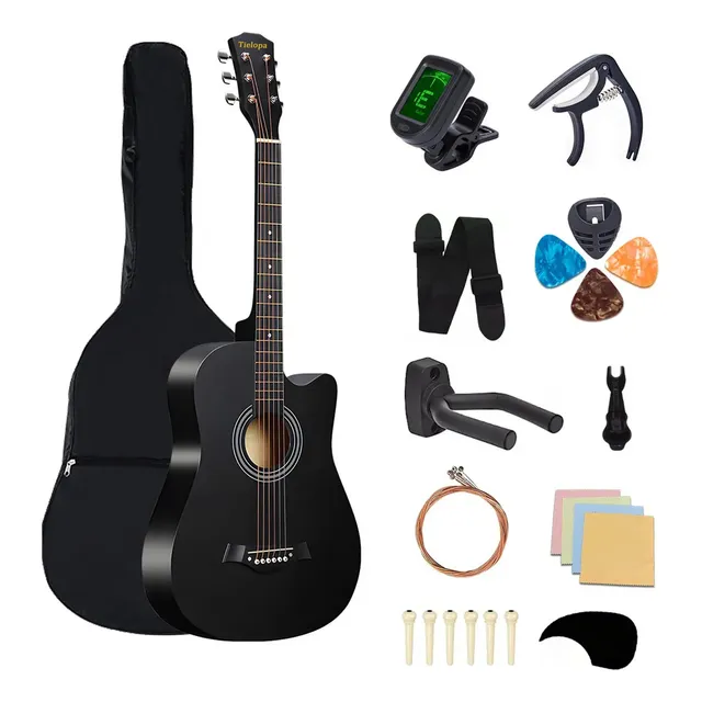 Guitarra Acústica Clásica De 38 In Con Funda Y Correa