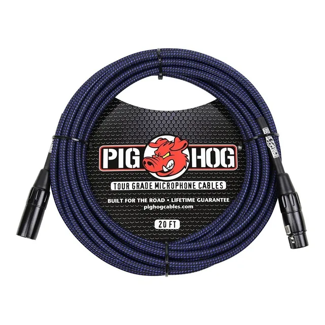 Cable de 1 XLR 1 a 1 XLR hembra Pig Hog PHM20BBL negro y azul de 6m