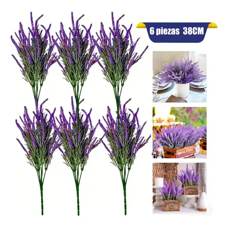 Kit 6 Buque Lavanda Siliconada Nevada Lilás Toque Real 38cm Lilás